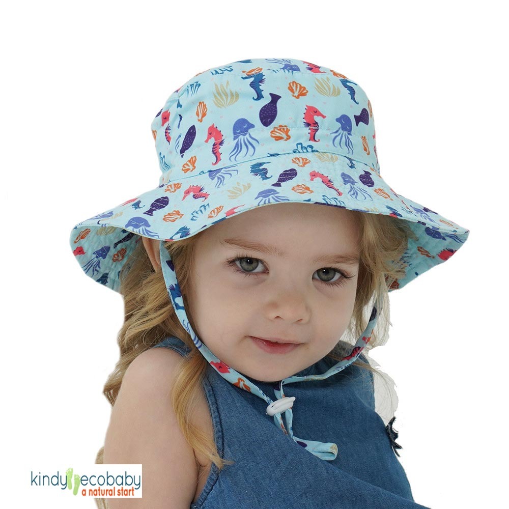 Baby Sun Hat Toddler Sun Hat Kids Breathable Bucket Sun Protection Hat | Adjustable, Stay-On Chin-Strap, Summer Play