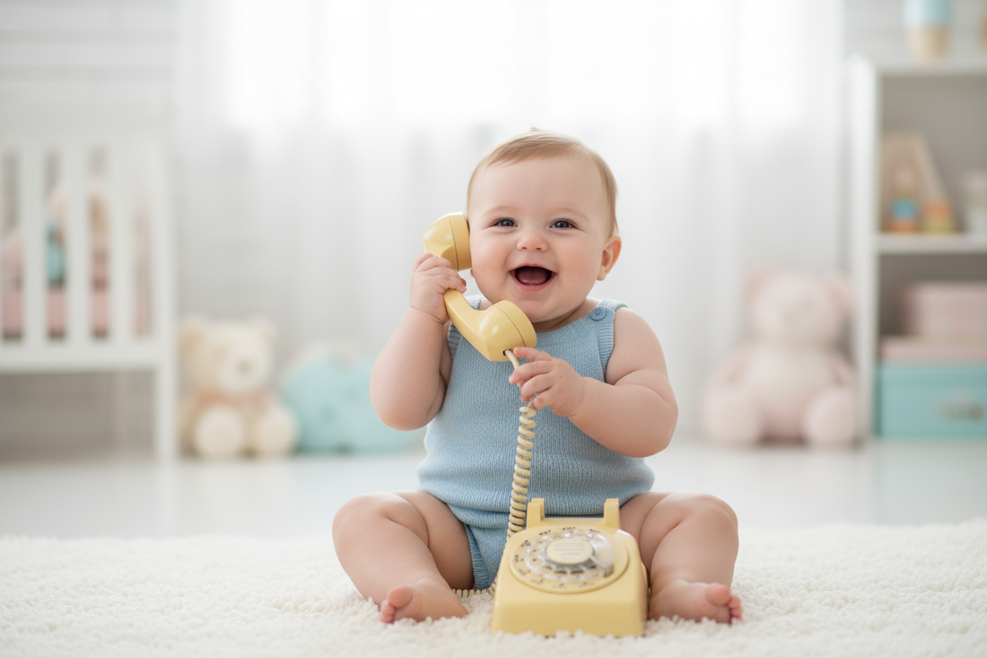 baby with telephone
