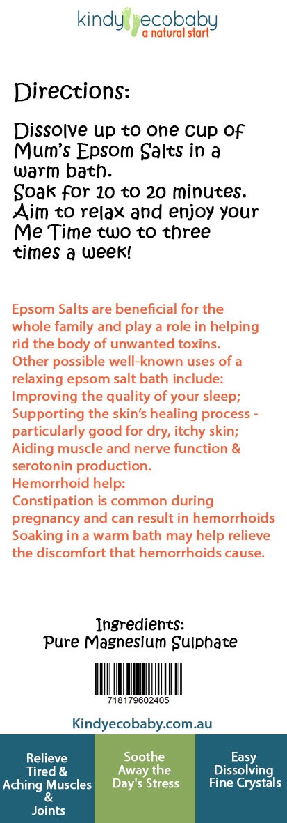 Mum’s Epsom Salts – Pure Magnesium Sulphate for Relaxation & Soothing Baths