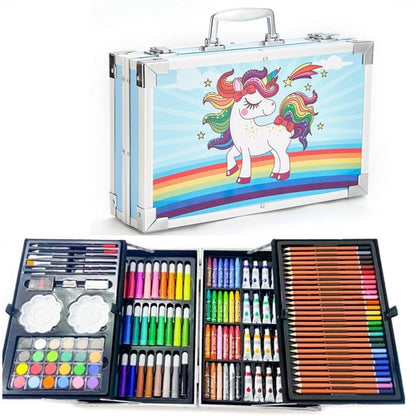 145-Piece Kids Art Case – Unicorn Design (Complete Drawing & Painting Set)