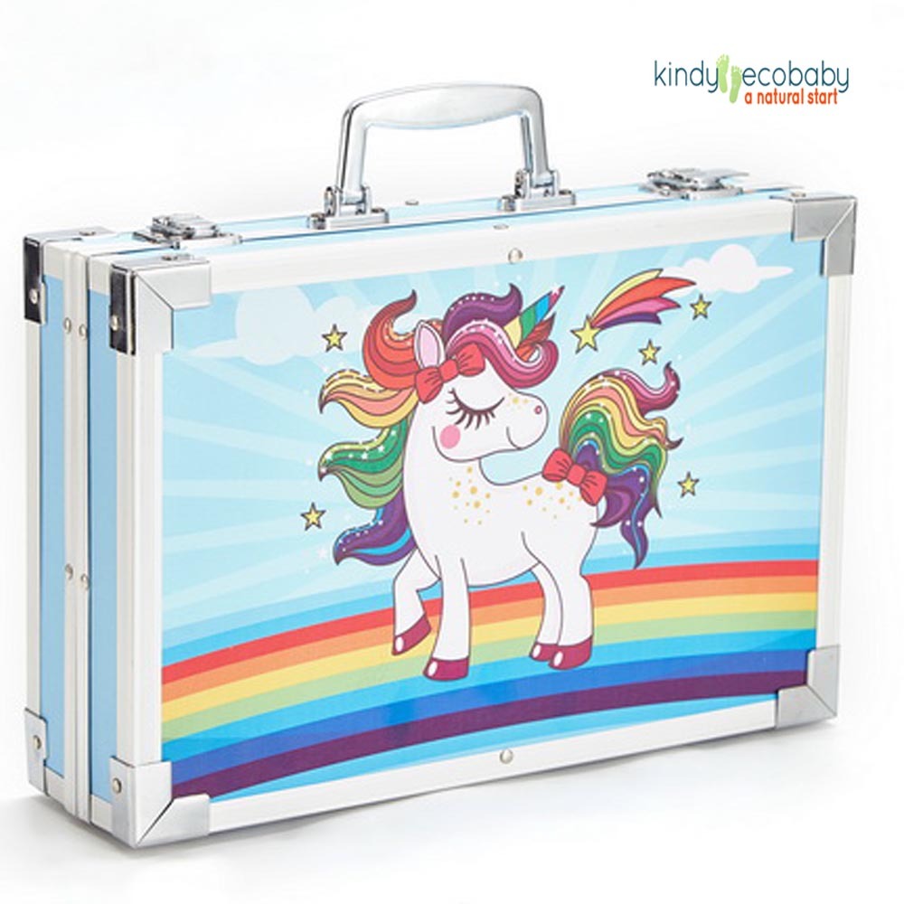145-Piece Kids Art Case – Unicorn Design (Complete Drawing & Painting Set)